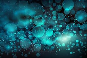 Abstract Blue circles on a black background, technology background, photo