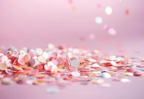 . Pink background with gold sequins. Festive backdrop photo