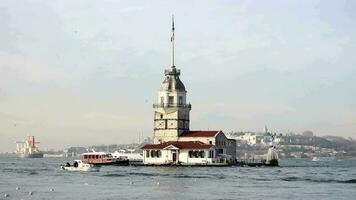 Maidens tower in istanbul bosphorus video