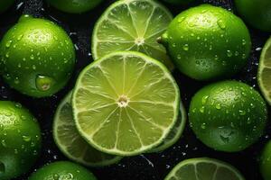 Fresh Green Lime. Citrus background. photo
