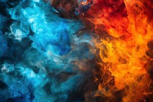 Abstract Background, confronting heat and cold. Art background of red, blue and orange. photo