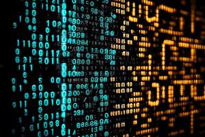 Binary code, digital cryptocurrency background. photo