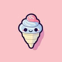 linda kawaii hielo crema chibi mascota vector dibujos animados estilo