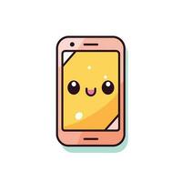 Cute kawaii smartphone chibi mascot vector cartoon style