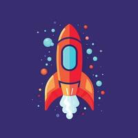 Spacecraft rocket vector cartoon flat style