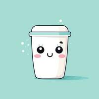 Cute kawaii cup chibi mascot vector cartoon style