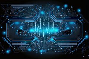 Abstract digital code technology neon background in cyberspace matrix. photo