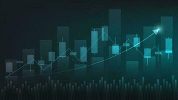 Financial business statistics with bar graph and candlestick chart show stock market price vector