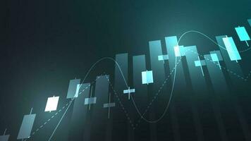 Financial business statistics with bar graph and candlestick chart show stock market price vector