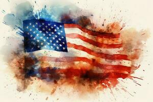 America Flag Watercolor . AI  Generated photo