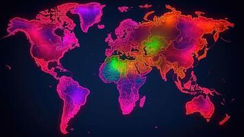 mundo mapa continentes con brillante acuarela . ai generado foto