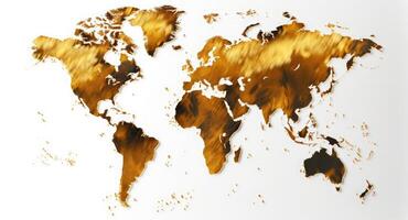 mundo mapa continentes con brillante acuarela . ai generado foto
