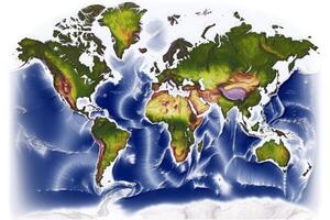 world map continents with bright watercolor . photo