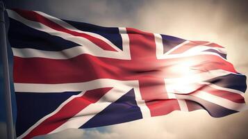 Waving flag of United Kingdom - Flag of Great Britain . photo