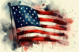 America Flag Watercolor . AI  Generated photo