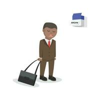 empresario africano perezoso para lunes diseño personaje en blanco antecedentes vector