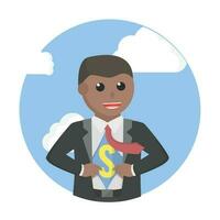 businessman african showing icon design character on white background vector