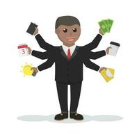 businessman african have a many hand design character on white background vector