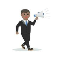 businessman african shout on megaphone design character on white background vector