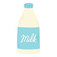 Bottle of milk in flat style. Hand drawn farm milk. Vector illustration. Milk product. Dairy day.