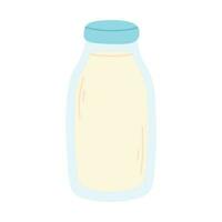 Bottle of milk in flat style. Hand drawn farm milk. Vector illustration. Milk product. Dairy day.