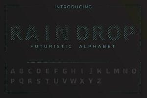 Rain drop futuristic minimalist modern alphabet typeface font vector