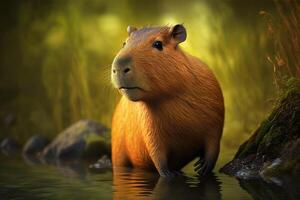 Capybara giant cavy rodent animal. photo