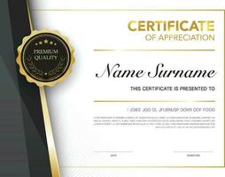 Diploma certificate template black and gold color with luxury and modern style vector image Premium Vector.