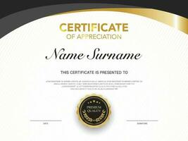 Diploma certificate template black and gold color with luxury and modern style vector image Premium Vector.