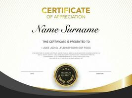 Diploma certificate template black and gold color with luxury and modern style vector image Premium Vector.