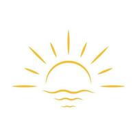 un medio sol está poniendo el concepto de puesta de sol de vector de icono hacia abajo para diseño gráfico, logotipo, sitio web, medios sociales, aplicación móvil, ilustración de interfaz de usuario