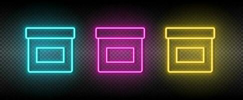 dye, jar, pot vector icon yellow, pink, blue neon set. Tools vector icon on dark.