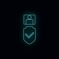 Shield, man, neon, icon. Web Development Vector Icon. Element of simple symbol for websites, web design, mobile app, infographics. Line symbol for website design.