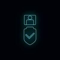 Shield, man, neon, icon. Web Development Vector Icon. Element of simple symbol for websites, web design, mobile app, infographics. Line symbol for website design.