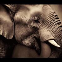 realista dibujo de un de elefante cabeza. ai generado. foto