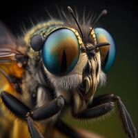 de cerca macro fotografía de mosca insectos ai generativo foto