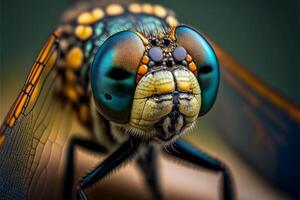 de cerca macro fotografía de continuar mosca casa mosca moscas insectos ai generativo foto