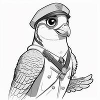 Black and white line drawing for kids coloring book birds drawing images ai generative photo