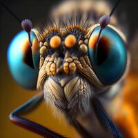 de cerca macro fotografía de mosca insectos ai generativo foto