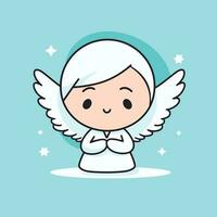 Cute kawaii angel chibi mascot vector cartoon style