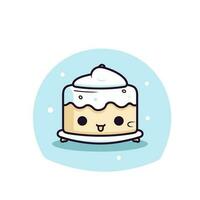 Cute kawaii cake chibi mascot vector cartoon style