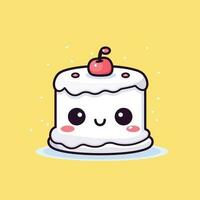 Cute kawaii cake chibi mascot vector cartoon style