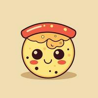 Cute kawaii pizza chibi mascot vector cartoon style