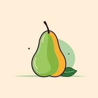 Pear isolated on white background. Vector illustration. Cut pear