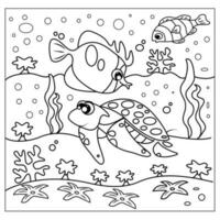 Vector sea life coloring page for kids and adult illustration art