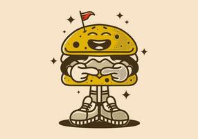 Burger character design with shy expression vector