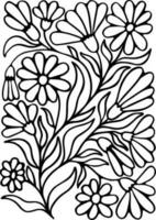 Daisies in the shape of a rectangle. Floral pattern. Chamomile coloring page vector