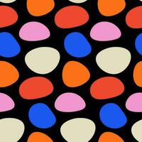 Abstract hand drawn organic shapes seamless pattern in retro style on a black background vector