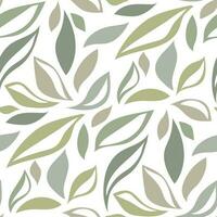 Seamless pattern of colored leaves with a glare on a white background. Abstract background for fabric and paper design. Seamless pattern of smooth elements. Natural shades. Packaging with abstract vector