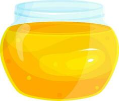 bright vector illustration of a glass jar with honey, a container with honey, a honey apiary